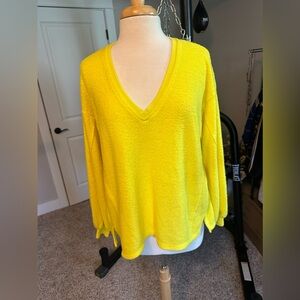 Urban outfitters Bright Yellow V-Neck Women's Sweater small. Lightweight